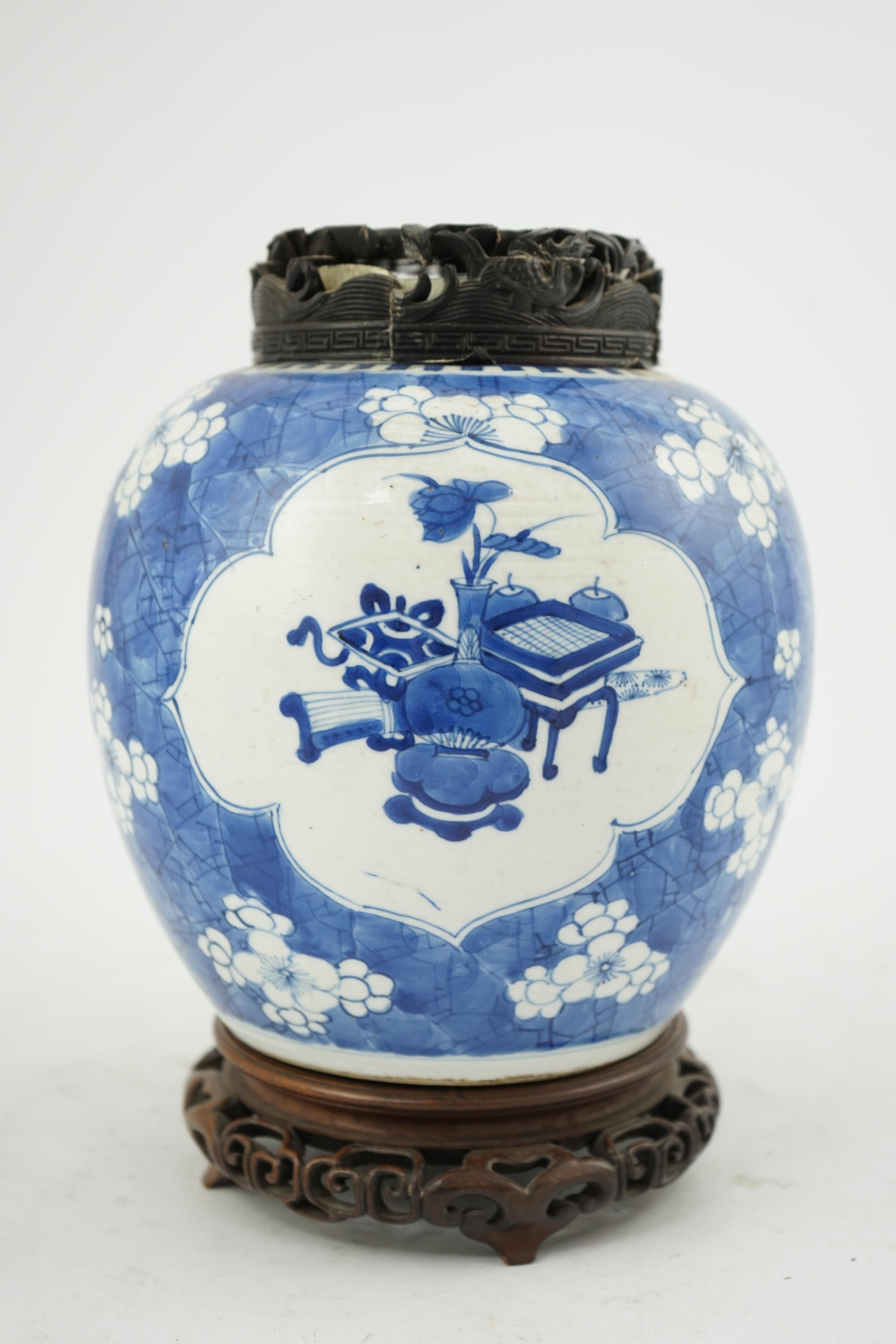 A Chinese blue and white ovoid jar, Kangxi period (1662-1722)